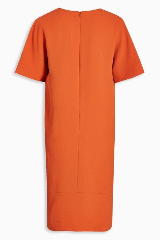 Orange Textured Shift Dress